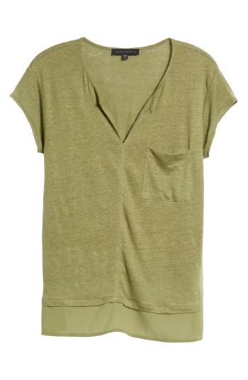 Petite Women's Sanctuary City Mix Layered Look Tee P - Green
