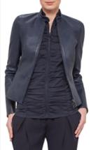 Women's Akris Punto Lambskin Leather Jacket - Blue