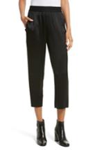 Women's Nili Lotan Jules Raw Edge Silk Crop Pants - Black