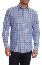 Men's Robert Graham Jerold Print Sport Shirt, Size - Blue