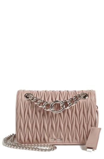 Miu Miu 'club' Matelasse Leather Shoulder Bag - Beige