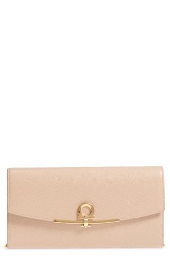 Salvatore Ferragamo Icona Leather Clutch - Beige