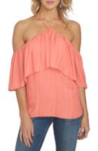 Women's 1. State Halter Neck Ruffle Blouse - Coral