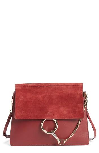 Chloe Faye Suede & Leather Shoulder Bag - Purple