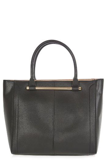 Topshop Halo Bar Handle Faux Leather Tote -