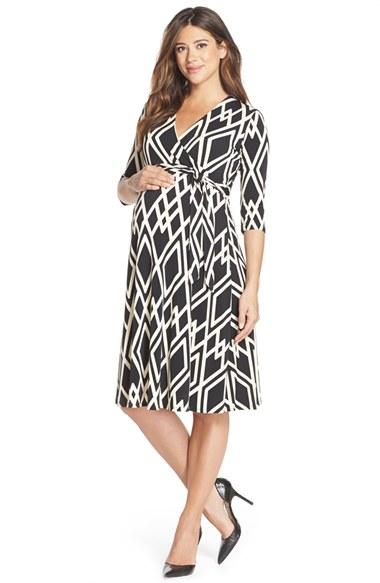 Women's Leota 'perfect Wrap' Maternity Dress - Black