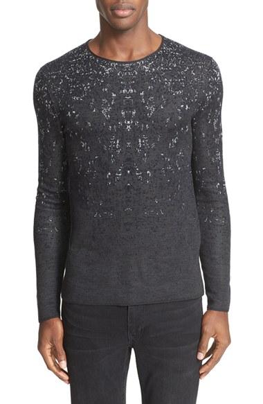 Men's John Varvatos Collection Silk & Cotton Jacquard Crewneck Sweater