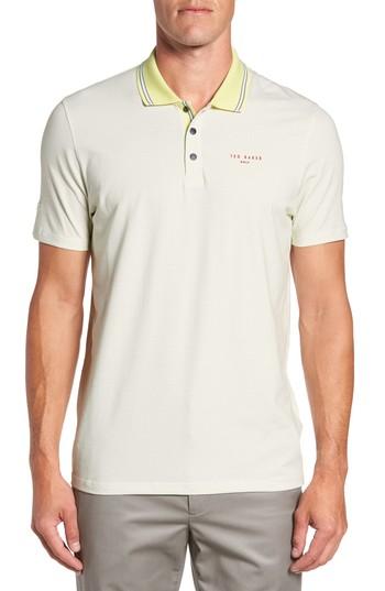 Men's Ted Baker London Farway Tee Print Modern Slim Fit Golf Polo (l) - Yellow