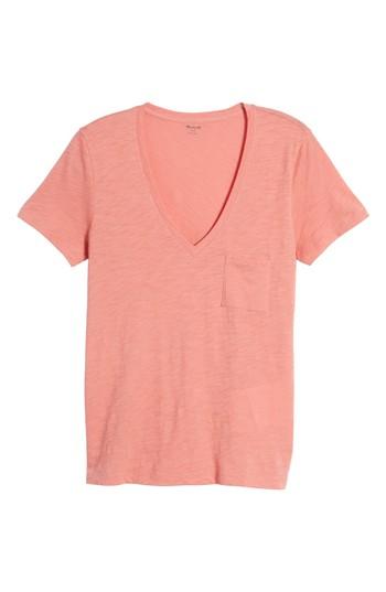 Women's Madewell Whisper Cotton V-neck Pocket Tee - Pink