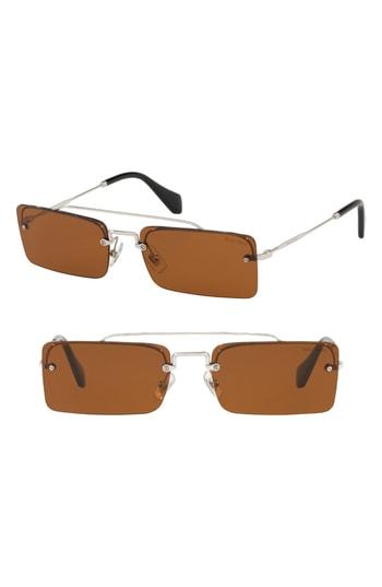 Women's Miu Miu Socit 58mm Square Sunglasses - Silver Solid