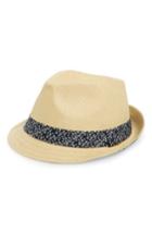 Women's Emanuel Geraldo Print Band Straw Fedora Hat -