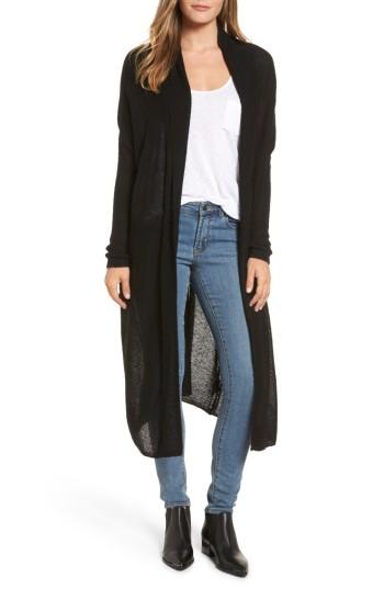 Women's Press Tissue Knit Longline Cardigan - Black