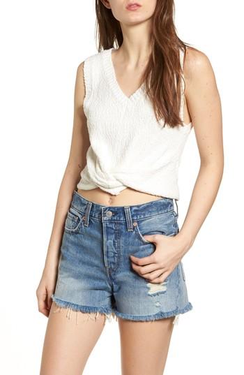 Women's Moon River Twist Front Sweater Tank Top - White