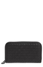 Women's Bottega Veneta Leather Zip Around Wallet - Black