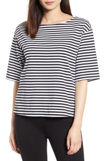 Women's Halogen Boat Neck Cotton Top - Black