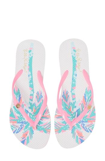 Women's Lilly Pulitzer Print Flip Flop /6 M - White