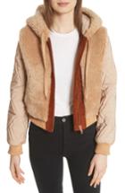 Women's See By Chloe Genuine Shearling Mixed Media Bomber Jacket Us / 34 Fr - Brown