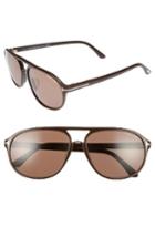 Women's Tom Ford Jacob 61mm Special Fit Aviator Sunglasses - Matte Dark Brown/ Roviex