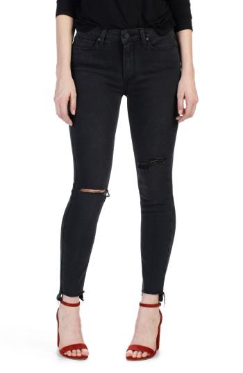 Women's Paige Transcend - Hoxton Step Hem Ultra Skinny Jeans - Black