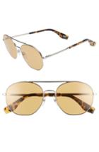 Women's Marc Jacobs 57mm Round Aviator Sunglasses - Silver/ Brown