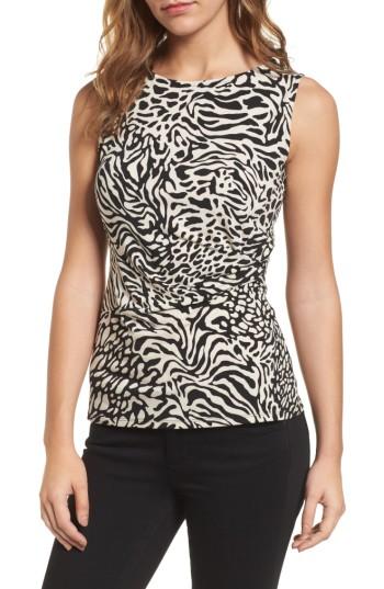 Women's Anne Klein Print Side Twist Top - Black