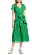 Petite Women's 1901 Cotton Eyelet Short Sleeve Dress P - Green