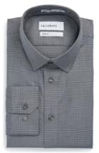 Men's Calibrate Trim Fit No-iron Micro Houndstooth Stretch Dress Shirt .5 32/33 - Grey