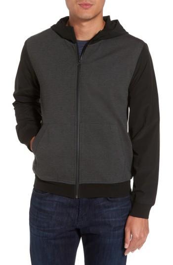 Men's Calibrate Mixed Media Zip Front Hoodie - Grey