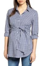 Women's Isabella Oliver Lindsay Check Maternity Shirt - Blue