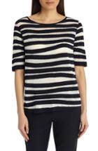 Women's Lafayette 148 New York Intarsia Stripe Tee, Size - Blue