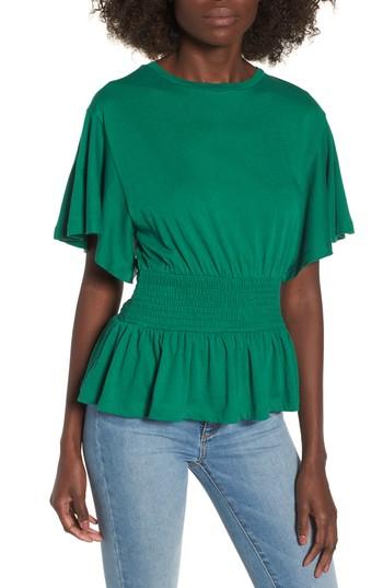 Women's Bp. Smocked Peplum Tee, Size - Green