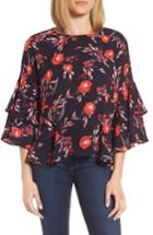 Women's Gibson Tiered Ruffle Sleeve Peplum Blouse - Red