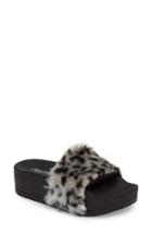 Women's Jeffrey Campbell Lucky Me Faux Fur Flatform Slide M - Grey