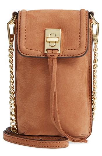 Rebecca Minkoff Darren Leather Phone Crossbody Bag - Beige
