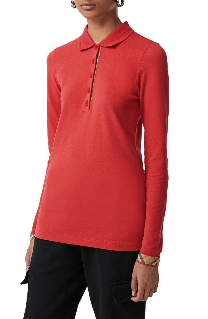 Women's Burberry Zulia Polo Shirt, Size - Red