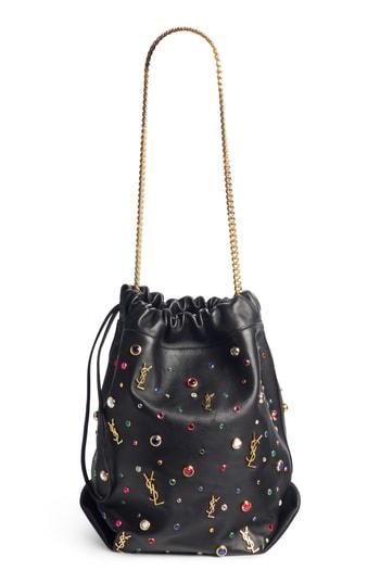 Saint Laurent Teddy Studded Leather Bucket Bag - Black