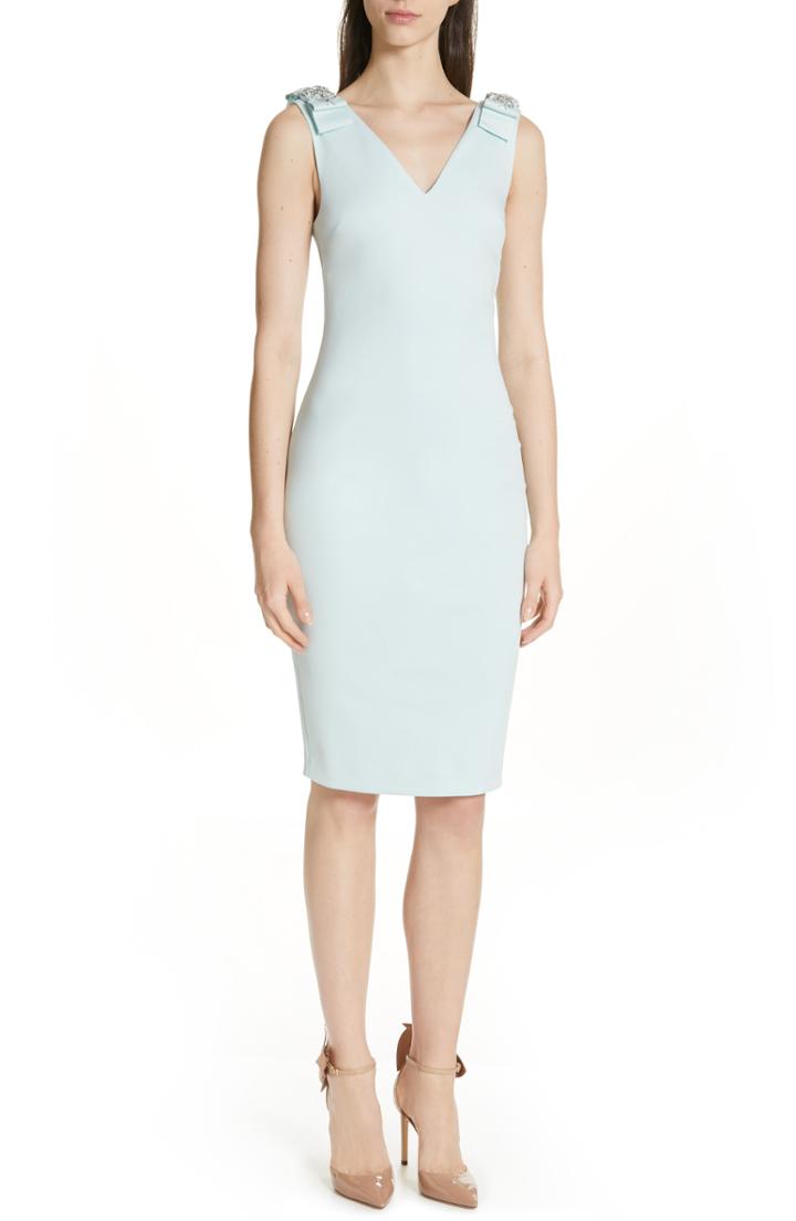Women's Ted Baker London Belliah Bow Shoulder Body-con Dress - Green
