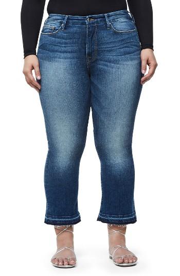 Women's Good American High Waist Released Hem Crop Bootcut Jeans - Blue