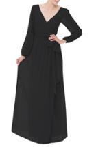 Women's Ceremony By Joanna August 'holly' Wrap Chiffon Gown - Black