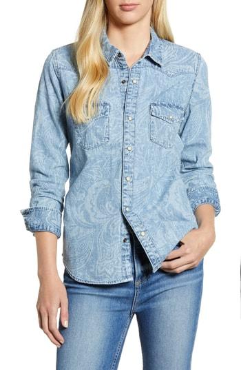 Women's Lucky Brand Western Paisley Print Denim Shirt - Blue