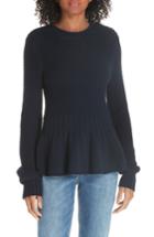 Women's La Vie Rebecca Taylor Mix Stitch Cotton Wool Peplum Sweater - Blue