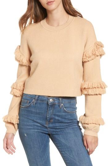 Women's Tularosa Bergen Fringe Trim Pullover - Beige
