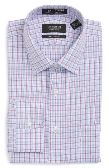 Men's Nordstrom Men's Shop Smartcare(tm) Traditional Fit Plaid Dress Shirt .5 X 33 - Purple