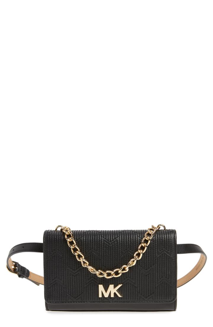 Michael Michael Kors Deco M Quilted Leather Belt Bag - Black