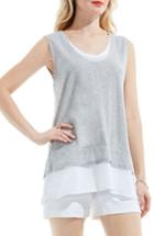 Women's Two By Vince Camuto Mixed Media Top - Grey
