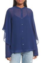 Women's Robert Rodriguez Drape Detail Silk Shirt - Blue