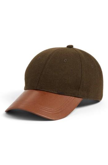 Women's Treasure & Bond Faux Leather Brim Baseball Cap - Green