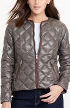 Women's Lauren Ralph Lauren Quilted Collarless Down Jacket - Beige