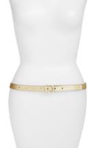 Women's Kate Spade New York Reversible Skinny Patent Calfskin Leather Belt - Black / Gold / Pale Pol Gold