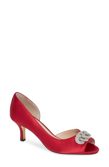 Women's Nina Madolyn Embellished Open Toe Pump M - Red